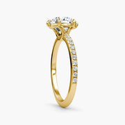 Round Cut - Pave Band - 6 Prong Classic Ring - 18 K Gold